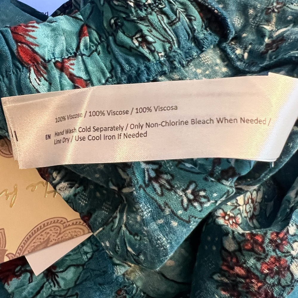 BOG, Band of the Free CELENE TEAL FLORAL LAYERED MIDI SKIRT, size L, new w/ tags - Picture 7 of 9
